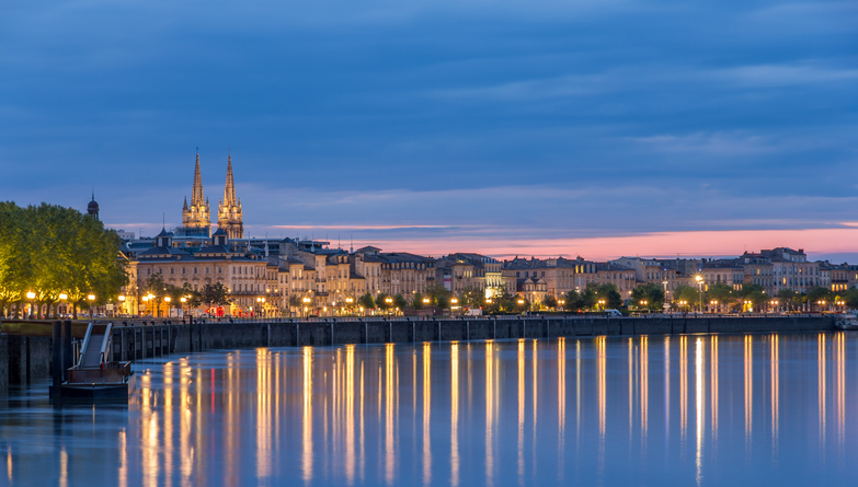 View on Bordeaux in the evening – France